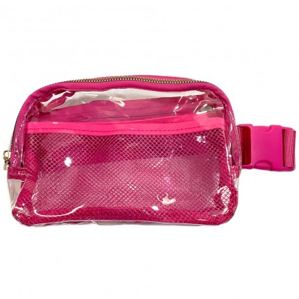 BELT / SLING BAG CLEAR NETTED - PINK