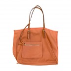 PLEATHER/FABRIC HANDBAG - TAN CLAY