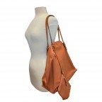 PLEATHER/FABRIC HANDBAG - TAN CLAY