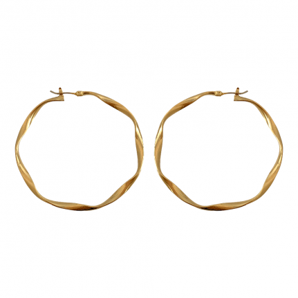 GOLD HOOP EARRINGS - LARGE TWISTEED