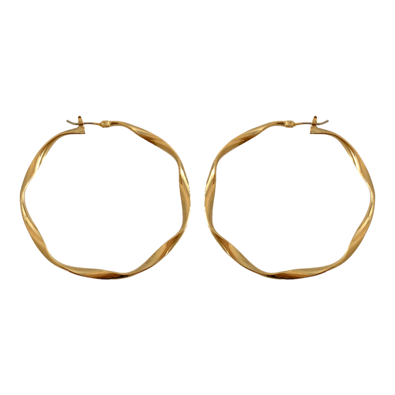 GOLD HOOP EARRINGS - LARGE TWISTEED