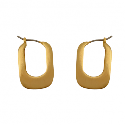 GOLD HOOP EARRINGS - GOLD DIPPED ROUNDED MINI RECTANGLE