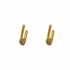 GOLD HOOP EARRINGS - GOLD DIPPED ROUNDED MINI RECTANGLE