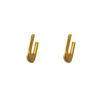 GOLD HOOP EARRINGS - GOLD DIPPED ROUNDED MINI RECTANGLE