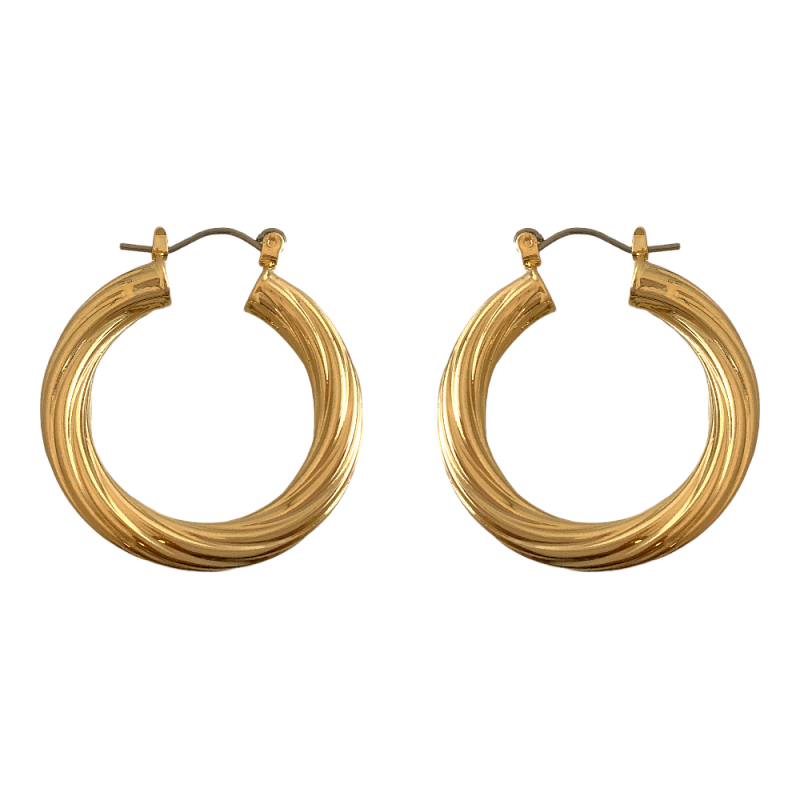 GOLD HOOP EARRINGS - TEXTURED SMALL
