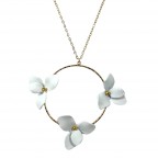 PENDANT LONG NECKLACE - WHITE FLOWER 
