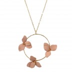 PENDANT LONG NECKLACE - PINK FLOWER 