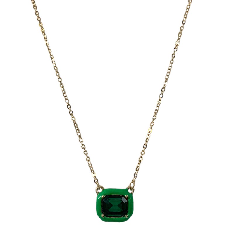 PENDANT NECKLACE L - GREEN CRYSTAL 