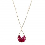 CRYSTAL TEARDROP PENDANT NECKLACE - FUCHSIA 