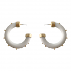  HOOP STUDDED EARRINGS - WHITE