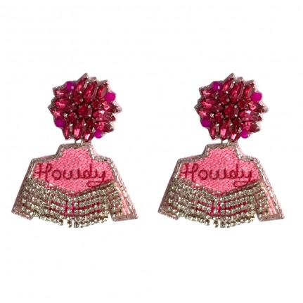 NOVELTY BEADED EARRINGS - PINK HOWDY JACKET 
