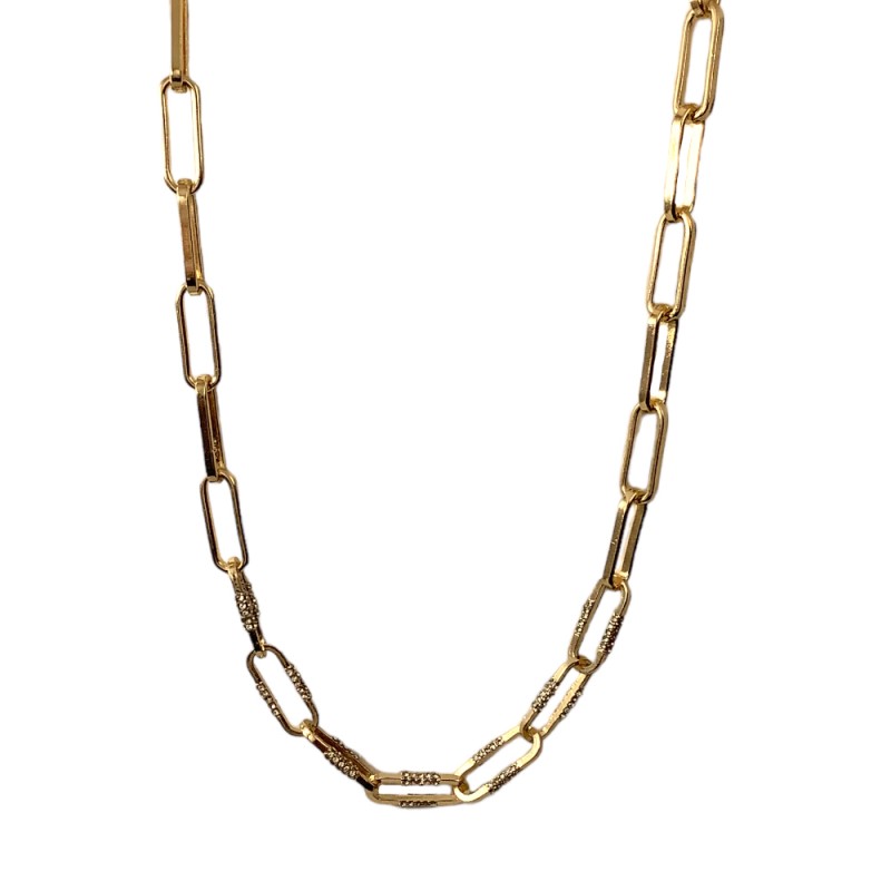 LINK CHAIN OVAL NECKLACE - GOLD 