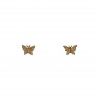 GOLD DIPPED STUD EARRINGS - BUTTERFLY CUBIC ZIRCONIA