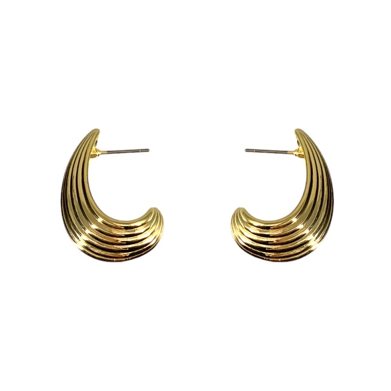 GOLD DIPPED HOOP EARRINGS - RIDGID DROP CURVE
