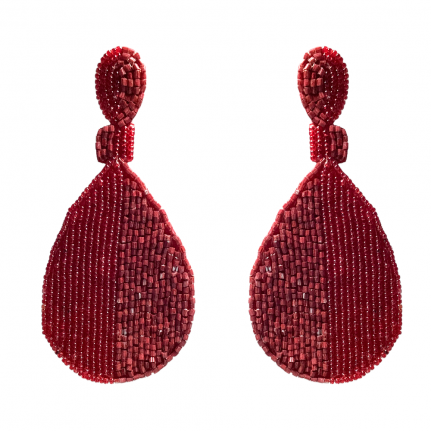 SEED BEAD TEARDROP EARRINGS - BURGUNDY