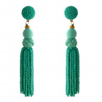 SEED BEAD FRINGE DROP EARRINGS - TURQUOISE