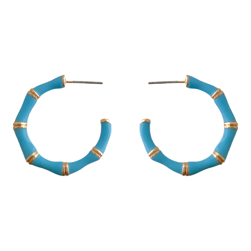 HOOP SMALL ENAMEL EARRINGS - BLUE