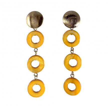 RESIN DANGLE DROP 3 HOOP EARRINGS - YELLOW