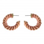 TWIST SEED BEAD HOOP EARRINGS - LIGHT PINK 