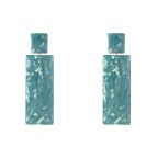 RESIN DANGLE DROP RECTANGLE EARRINGS - OCEAN BLUE