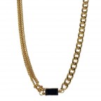PENDANT MULTI CHAIN CRYSTAL NECKLACE - HEMATITE AND GOLD