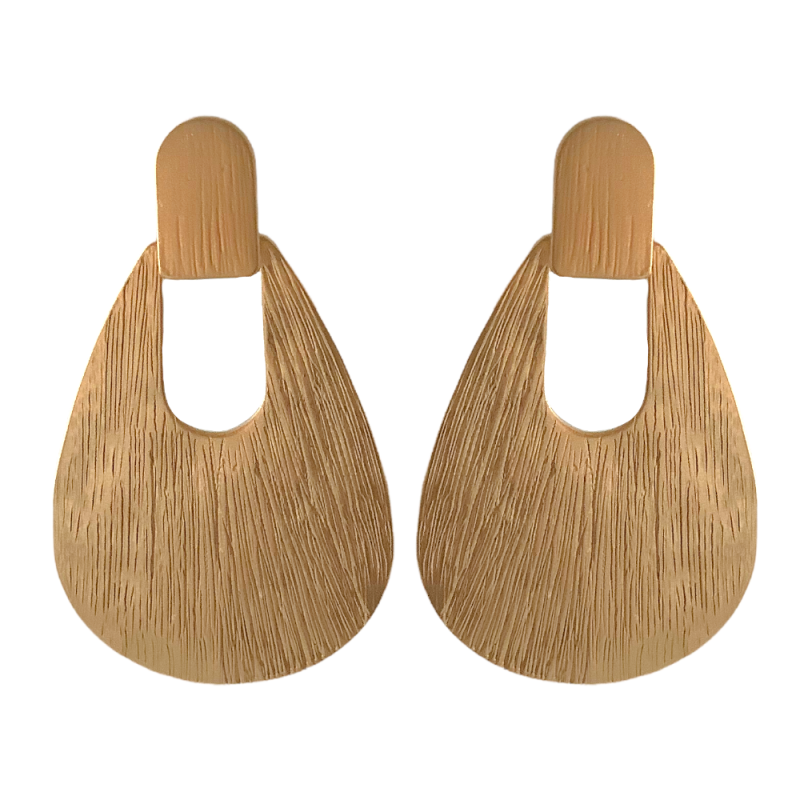 TEARDROP WORN METAL HOOP EARRINGS - GOLD