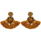 FRINGE TASSEL EARRINGS - MUSTARD YELLOW ORANGE