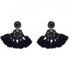 FRINGE TASSEL EARRINGS - BLACK 