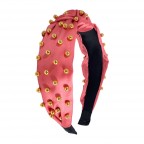 SILK & GOLD BEADED KNOT HEADBAND - CORAL