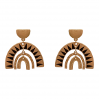 ENAMEL HALF CIRCLE DROP WORN METAL EARRINGS - BLACK