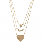 GOLD NECKLACE - LAYERED HEART & CUBIC ZIRCONIA