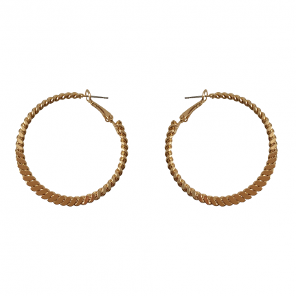 HAMMERED FLAT HOOP EARRINGS - GOLD