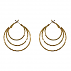 HAMMERED TRIPLE HOOP EARRINGS - GOLD
