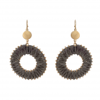RAFFIA CIRCLE WRAPPED HOOP EARRINGS  - GREY