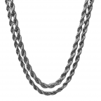 SILVER LAYERED TWIST CHAIN NECKLACE