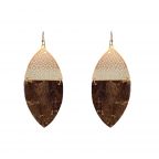FILIGREE HALF CORK MARQUIS EARRINGS - BROWN