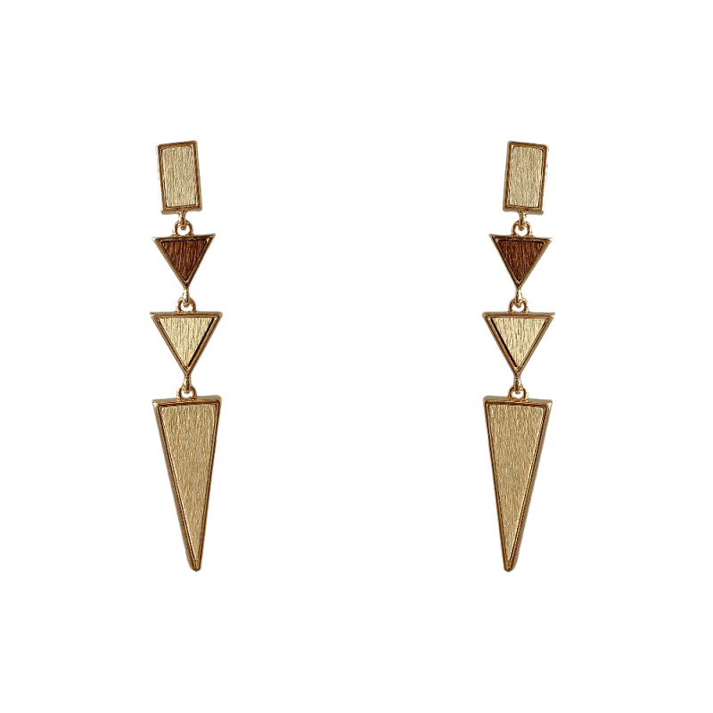 GEOMETRIC DROP & DANGLE WOOD EARRINGS - IVORY
