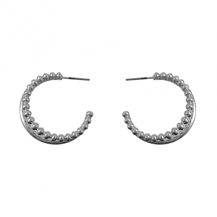 SILVER - TRIPLE TEXTURED HOOP EARRINGS 