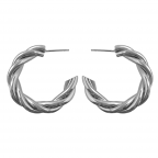 SILVER HOOP EARRINGS - THICK TWISTED DETAIL