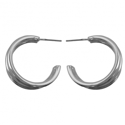 SILVER HOOP EARRINGS - TRIPLE DETAIL