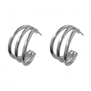 SILVER HOOP EARRINGS - TRIPLE DETAIL