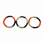 ACRYLIC & STRETCH BRACELET SET - NAVY & ORANGE & GOLD 