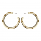 MATTE COATED & GOLD FLAKES DETAIL HOOP EARRINGS - IVORY