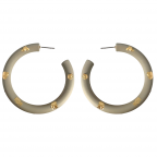 MATTE COATED & GOLD FLAKES DETAIL HOOP EARRINGS - LIGHT GREY