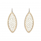 RAFFIA WRAPPED & WOVEN DETAIL HOOP EARRINGS - IVORY
