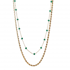 LAYERED BEADED CRYSTAL NECKLACE - GREEN