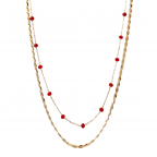 LAYERED BEADED CRYSTAL NECKLACE - BURGUNDY