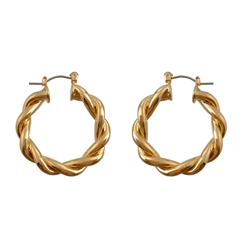 DOUBLE TWIST HOOP EARRINGS - GOLD
