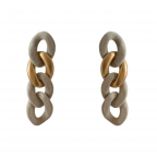 LINK VELVET & MATTE METAL DROP EARRINGS - GREY