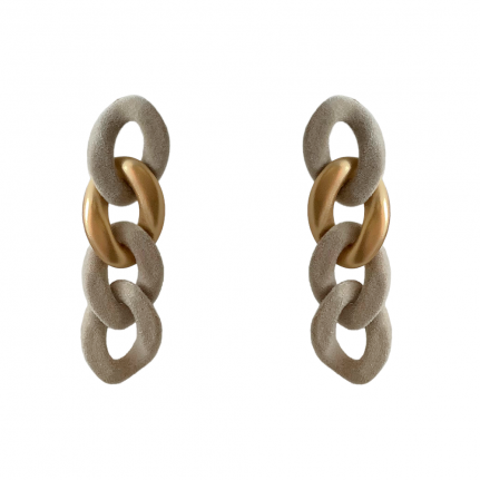 LINK VELVET & MATTE METAL DROP EARRINGS - GREY